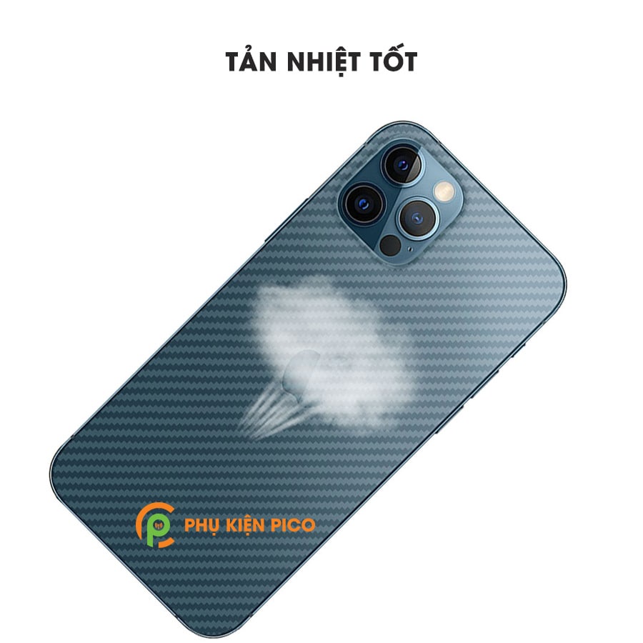Dán lưng Iphone 13 Pro trong suốt nổi vân Carbon 3D tản nhiệt tốt chống bám vân tay cho Iphone 13 Pro