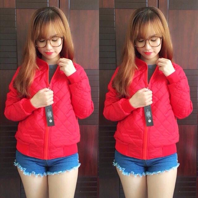 Áo khoác phao nữ chạy sọc caro siêu đẹp | BigBuy360 - bigbuy360.vn