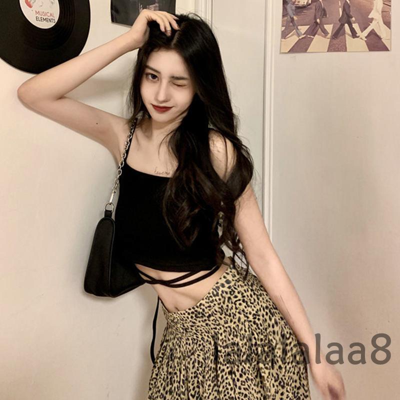 LAA8-Women´s Summer Solid Color Sleeveless Backless Cross Bandage Tank Top