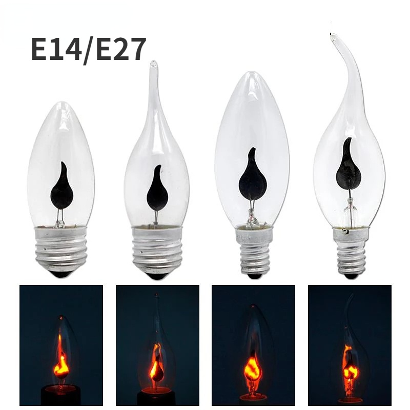 Bóng Đèn LED Hình Ngọn Lửa 3W E14 E27 Tiết Kiệm Năng Lượng Trang Trí Nhà Cửa