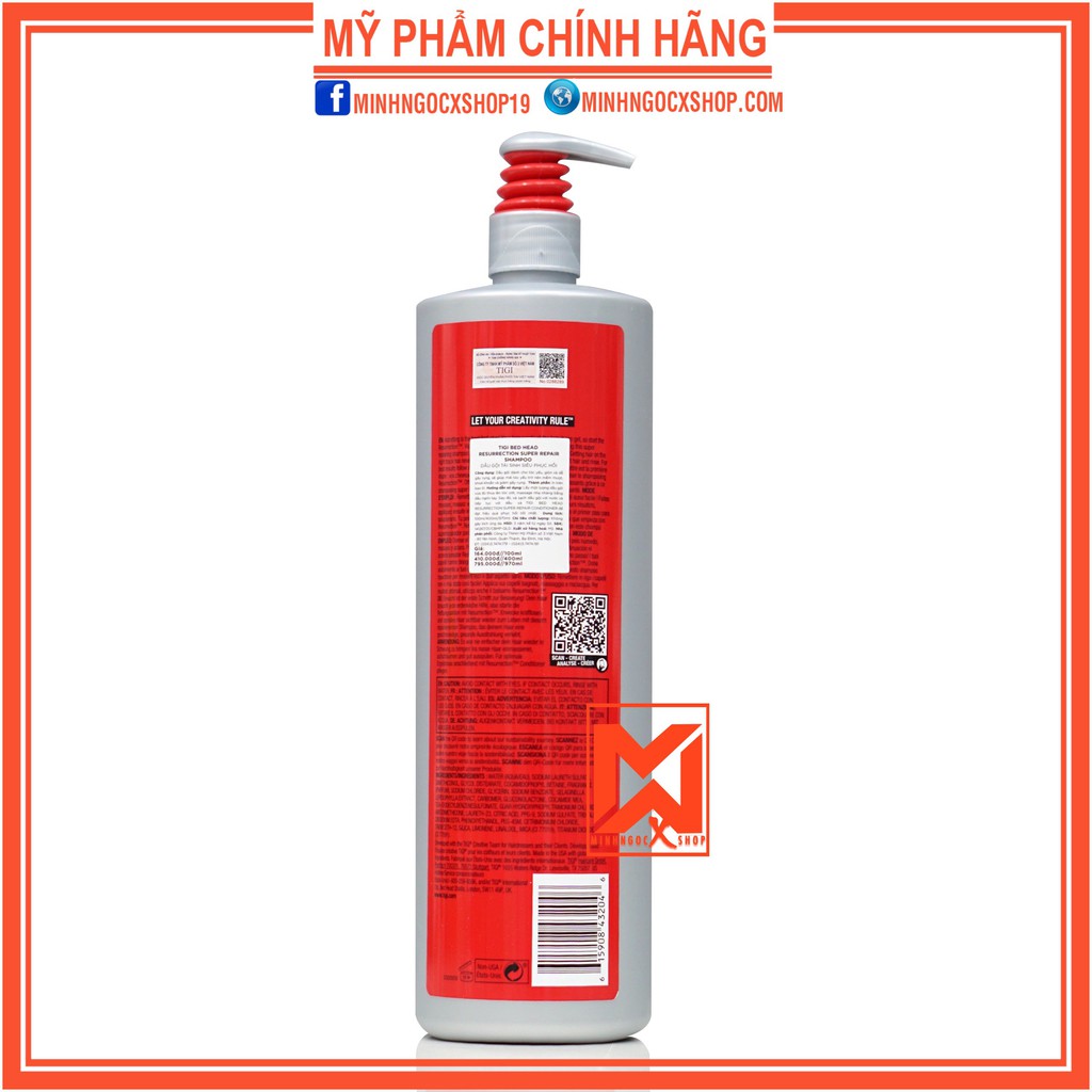 Dầu gội tigi đỏ - dầu gội tái sinh siêu phục hồi TIGI RESURRECTION SUPER REPAIR 970ml chính hãng