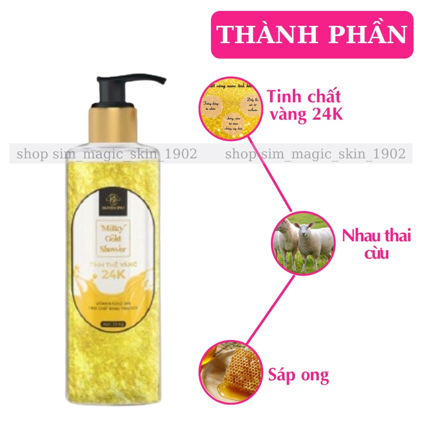 Sữa Tắm Huyền Phi Nhau Thai Cừu Tinh Thể Vàng 24K