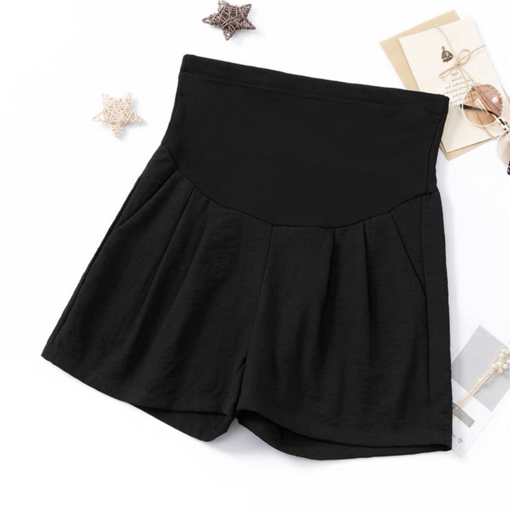 Quần Đùi Bầu Chất Đũi Hàn Siêu Mát, Quần Sooc Bầu Có Đáp Bụng Chun Chỉnh A024 Lin Store66