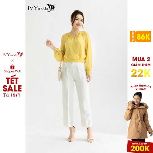[NHẬP WABRTL5 GIẢM 10% TỐI ĐA 50K ĐH 250K ]Áo kiểu cổ cutout nữ IVY moda MS 17M6337