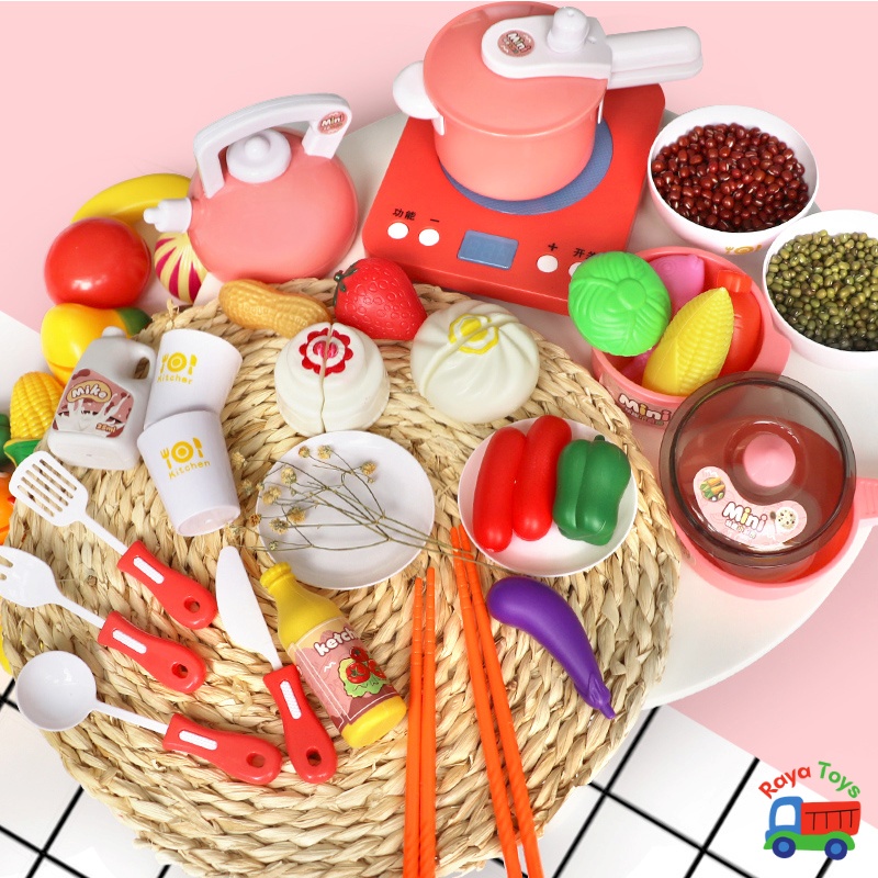 Đồ chơi nấu ăn cho bé gái bé trai Play House 36 chi tiết bằng nhựa ABS an toàn cho trẻ em, quà tặng sinh nhật