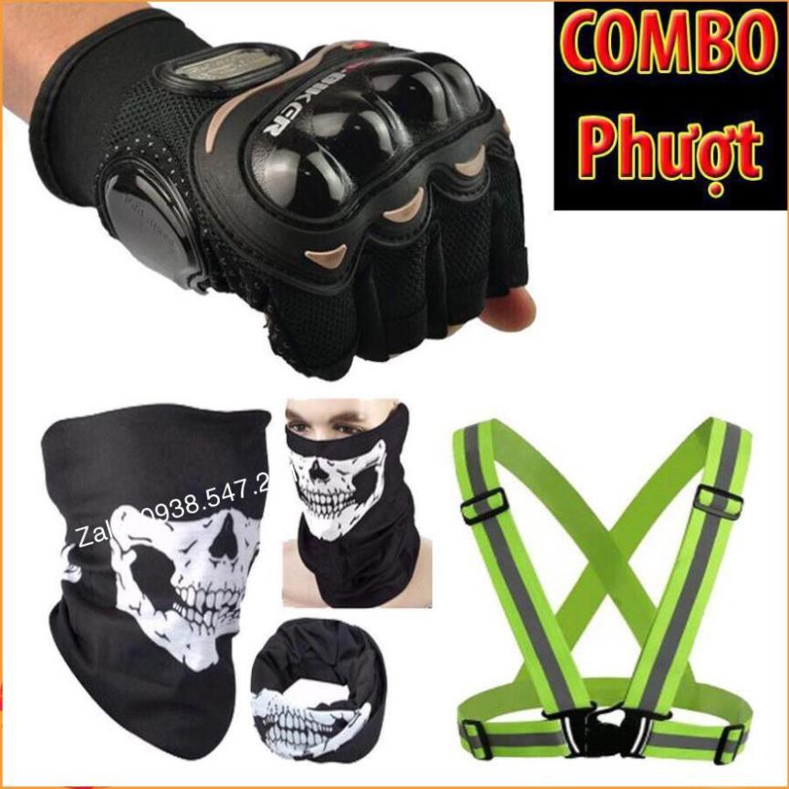 COMBO PHƯỢT ĐÃ NGOẠI 17 ( GĂNG PROBIKER HỞ NGÓN + PHẢN QUANG THUN + KHĂN ĐA NĂNG )