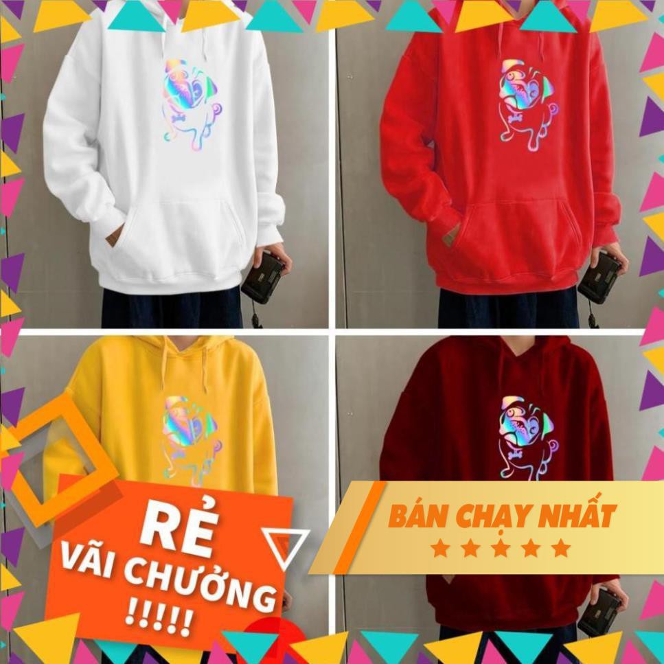 Áo khoác hoodie phản quang nỉ Chó Pug KN29 Chuẩn Xịn - Amore mio Closet