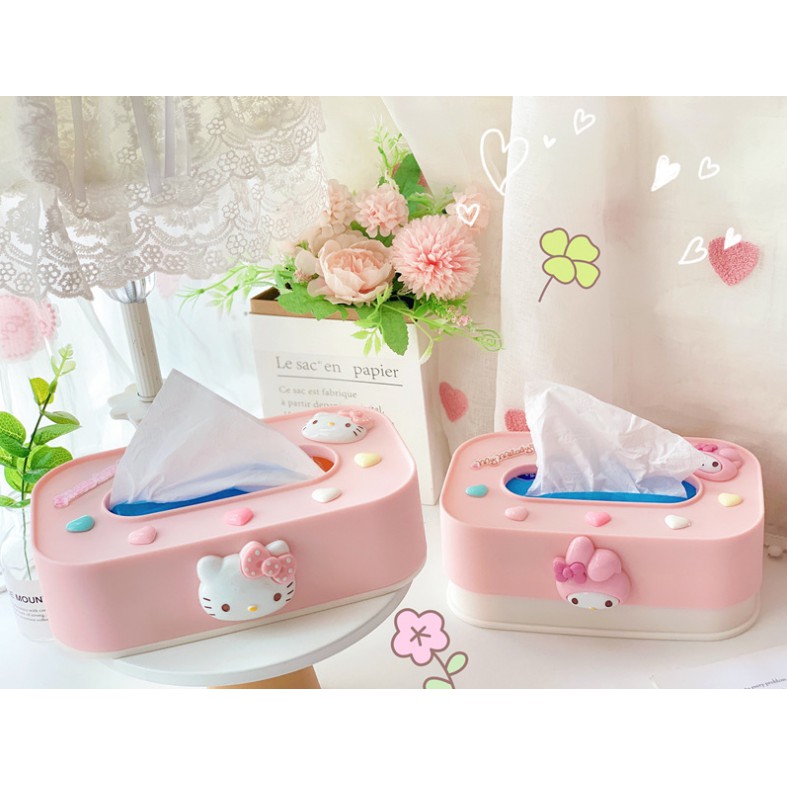 Hộp đựng khăn giấy hình Hello Kitty xinh xắn tiện dụng