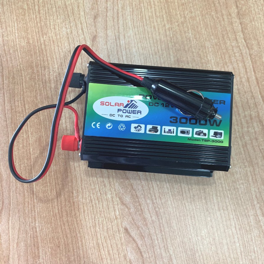 Bộ chuyển đổi kich dòng điện 12V thành 220V chịu tải 300W. Dùng cho gia đình, xe ô tô, nhà xưởng, văn phòng