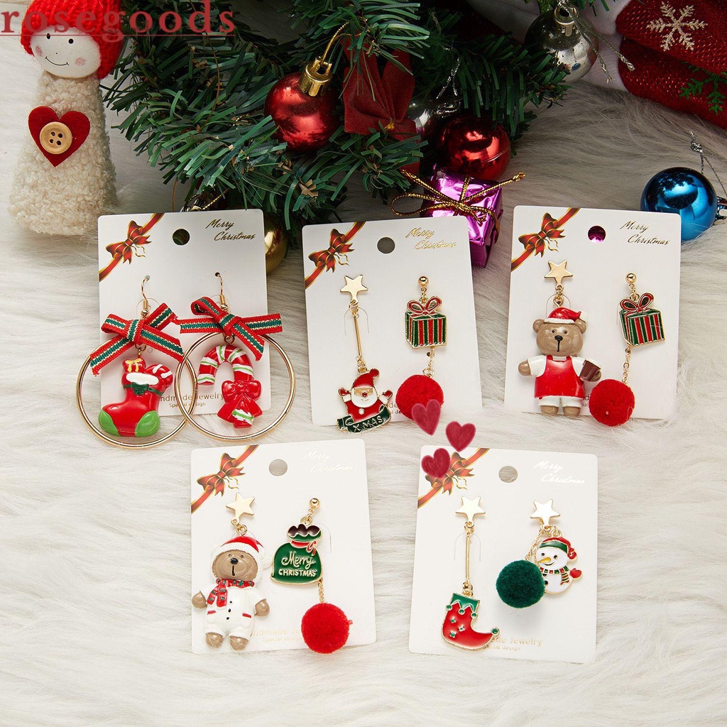 Khuyên Tai Lủng Lẳng Hình Ông Già Noel / Người Tuyết Bất Đối Xứng Cho Nữ