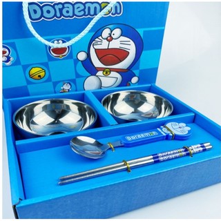 Bộ Chén Ăn Kèm Muỗng Đũa Hello Kitty & Đôrêmon