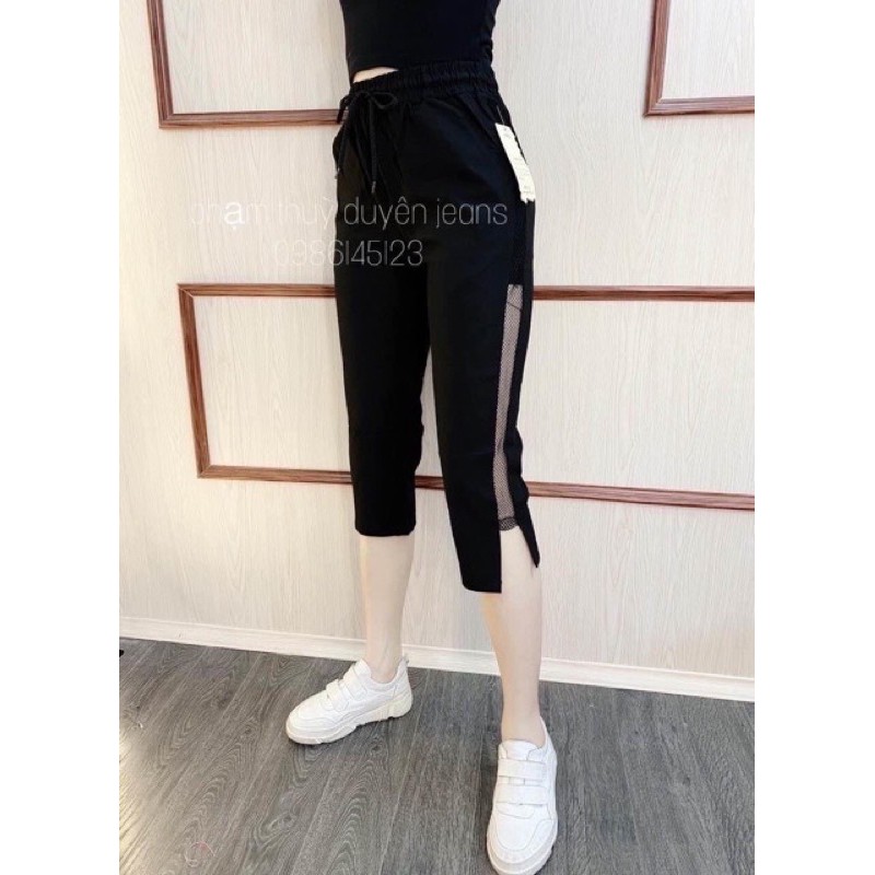 Quần baggy đũi trơn phối lưới siêu hot #A25