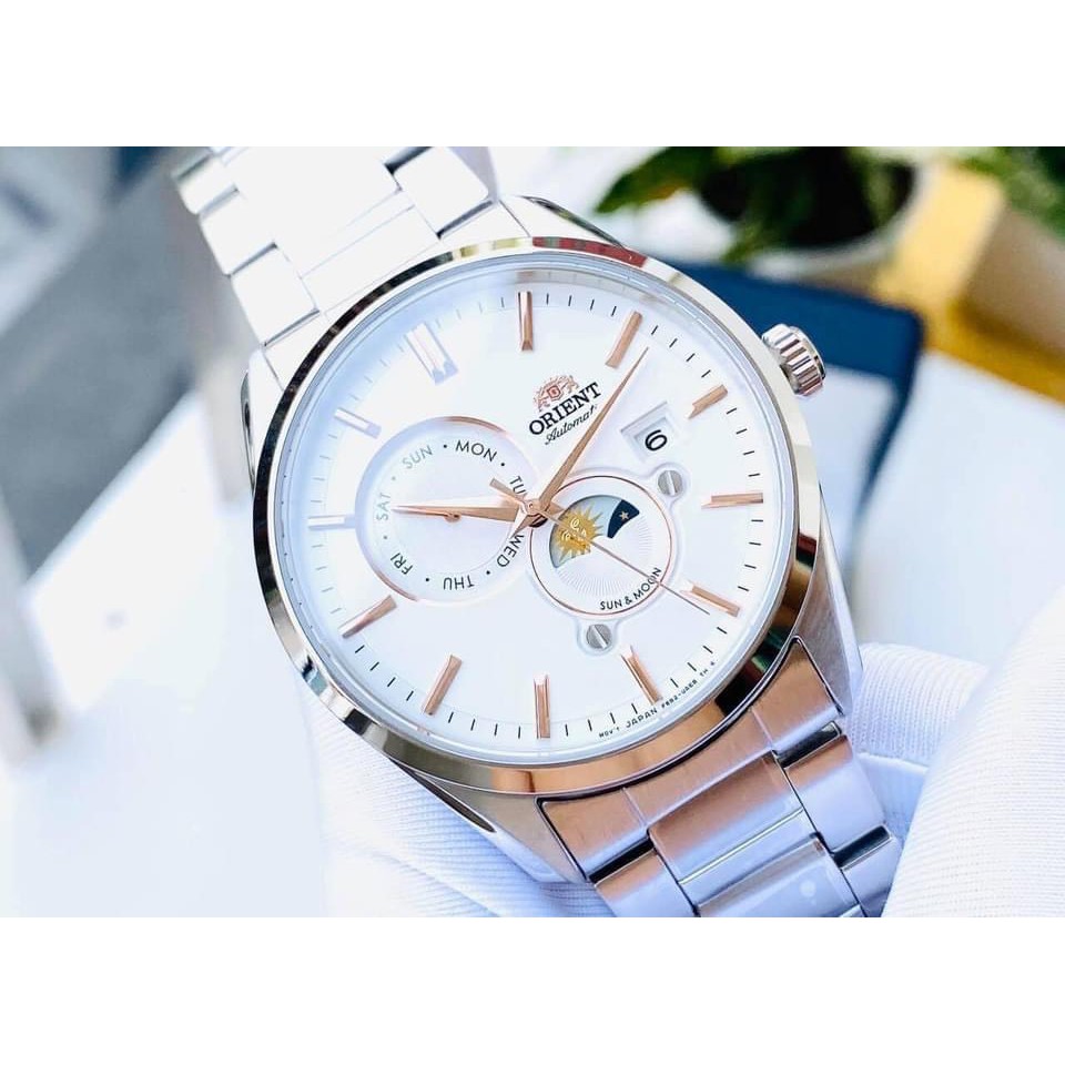Đồng hồ Orient Sun and Moon Gen 5 RA-AK0304810B, máy automatic, dây thép không gỉ, kính saphire, 42mm