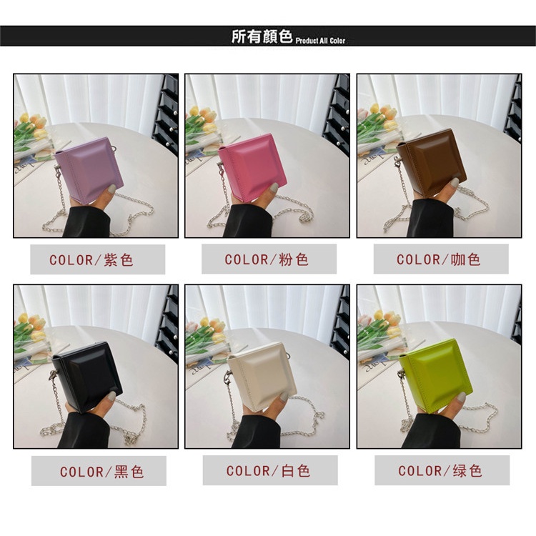 Túi Đeo Chéo Mini Màu Hồng Phối Dây Xích Thời Trang Trẻ Trung Cho Nữ