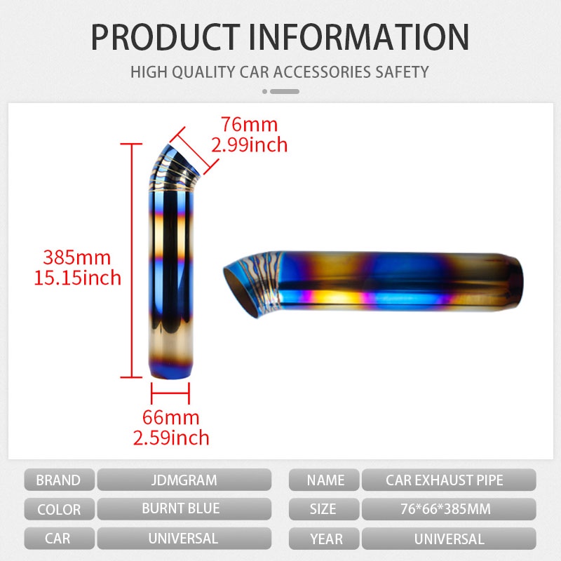 chụp Ống pô xe hơi bằng thép không gỉ 1pc 66mm Thông Dụng Màu Xanh Bỏng Ống Xả Ô Tô ĐChống Thấm sự bảo vệ Nước Hợp Kim Nhôm Chụp ống xả đuôi  xe hơi trang trí phụ kiện ngoại thất ô tô
