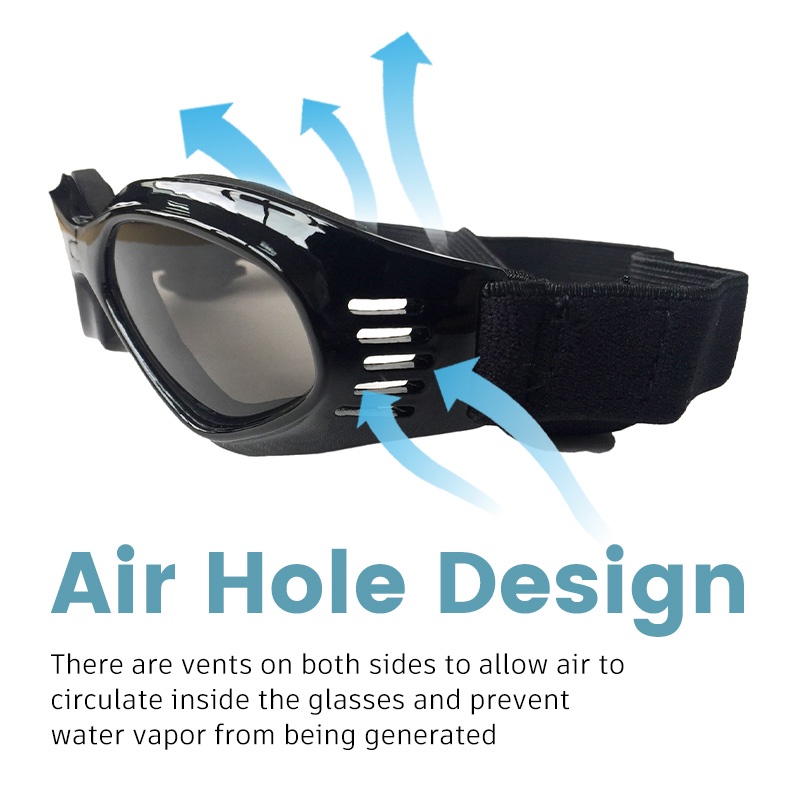 HamshMoc Mắt kính bảo vệ mắt chống tia UV chống gió/ nước/ sương mù có dây đeo điều chỉnh được cho thú cưng vừa và nhỏ