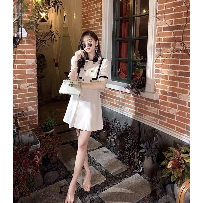 Váy Phối Cổ Viền Khuy