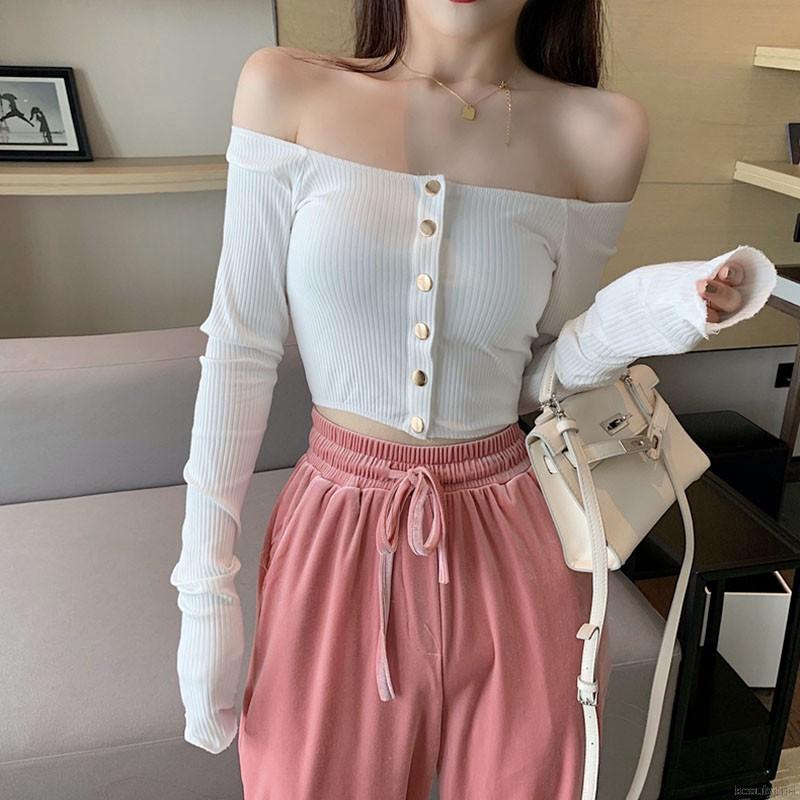 Áo thun trễ vai tay dài thiết kế quyến rũ cho phái nữ | BigBuy360 - bigbuy360.vn