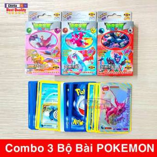 Combo 3 Bộ Bài POKEMON Giấy Cứng Loại Đẹp - 1 Bộ Gồm 37 Thẻ Bài PKM3