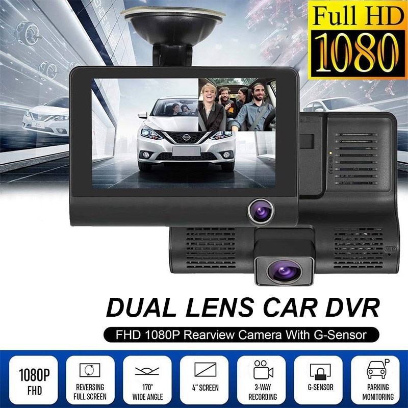 Tầm nhìn ban đêm Car DVR 3 Ống kính máy ảnh Máy ảnh ống kính kép 4.0 inch Máy quay video 1080P Dash Camera DVR với thẻ SD 32GB Máy ảnh phía sau ô tô | BigBuy360 - bigbuy360.vn
