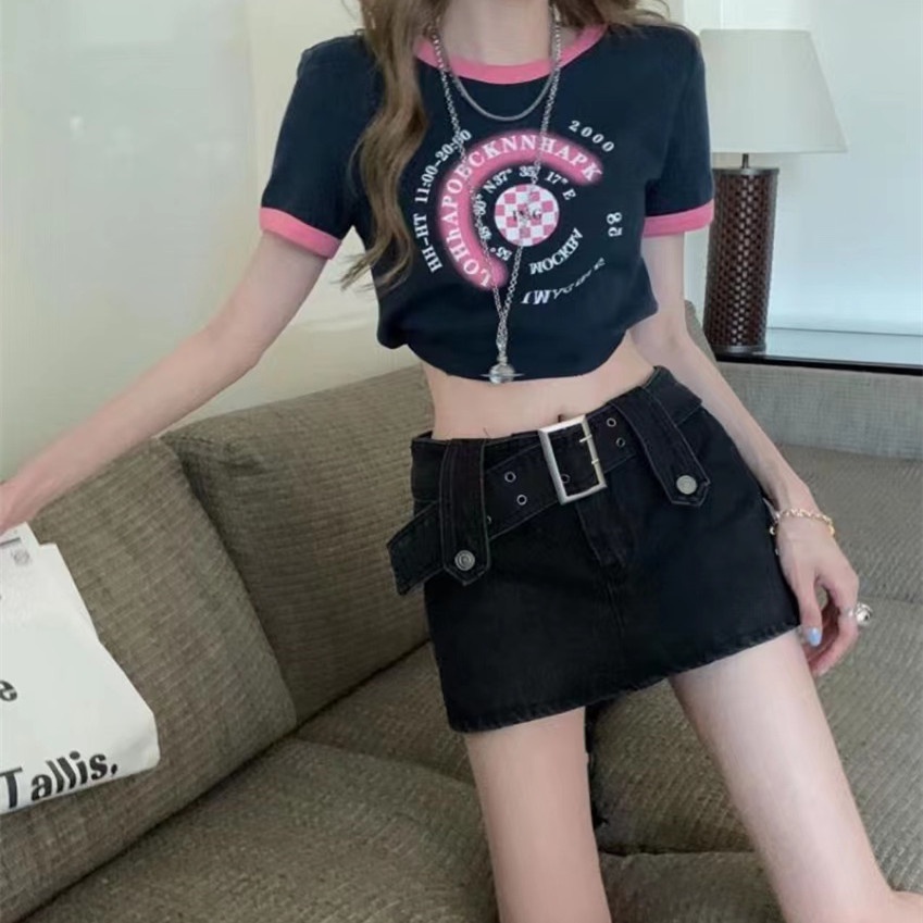 Chân Váy Denim Chữ A Lưng Cao Thời Trang Mùa Hè Cho Bé Gái