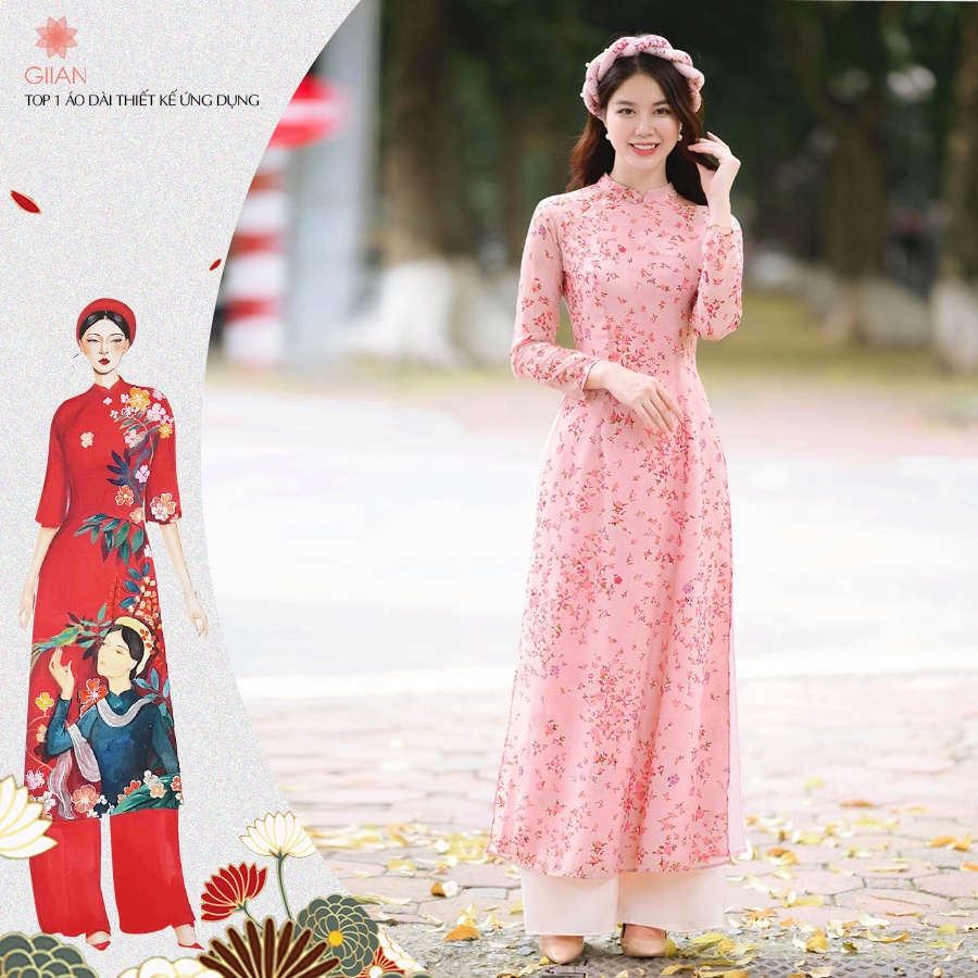 Áo dài truyền thống hoa nhí - Design By Giian - GAD162