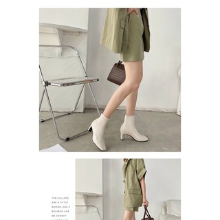 boots da bóng gót dẹt vuông