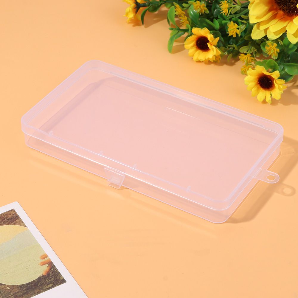 LAKAMIER 1Pc Storage Box Plastic Square Clear/Black Clips Boxes Home Organization Pill Storage Supply