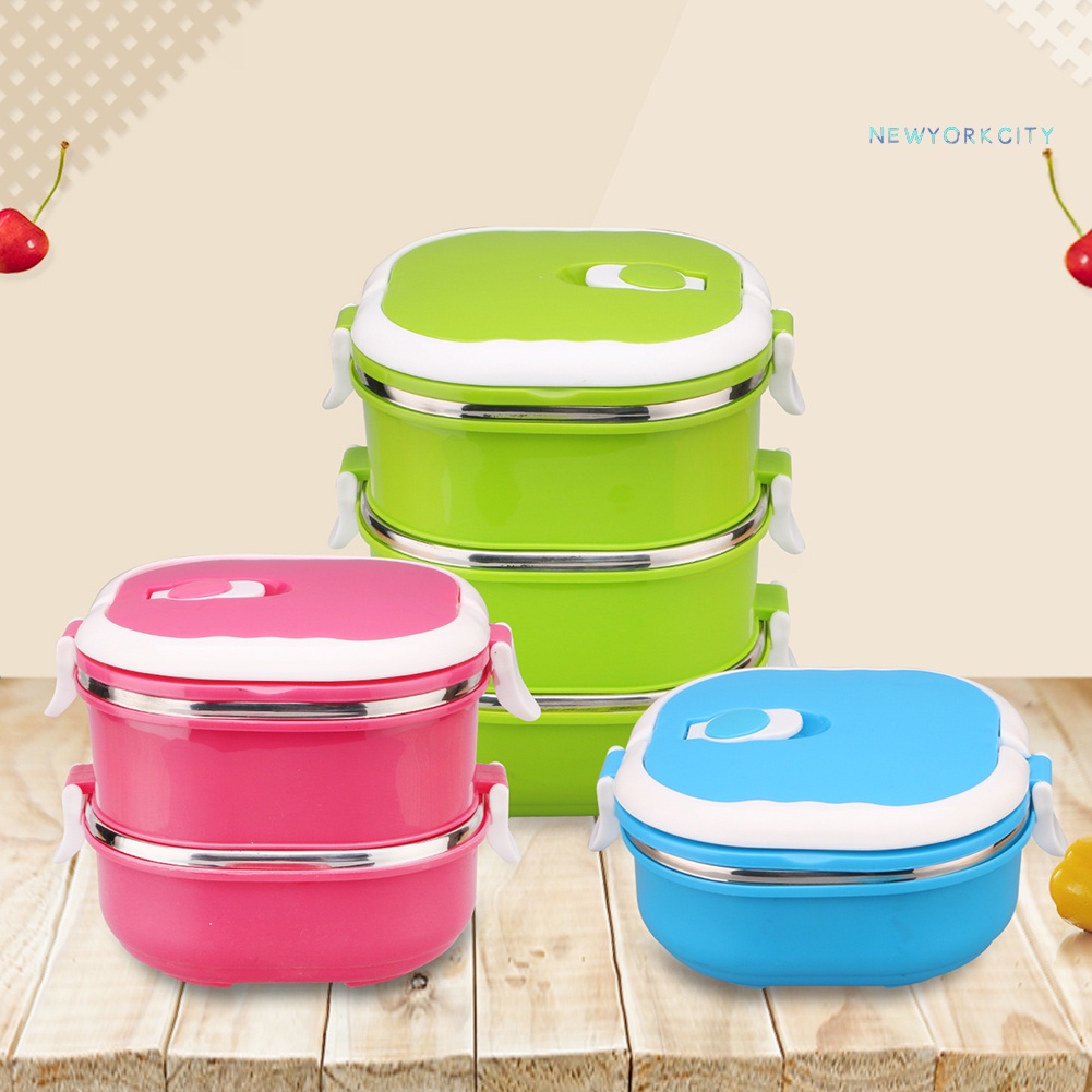 Hộp Đựng Cơm Trưa Cách Nhiệt 1/2/3 Lớp Thiết Kế Hình Vuông Di Động Tiện Dụng Mang Theo Dã Ngoại NYC