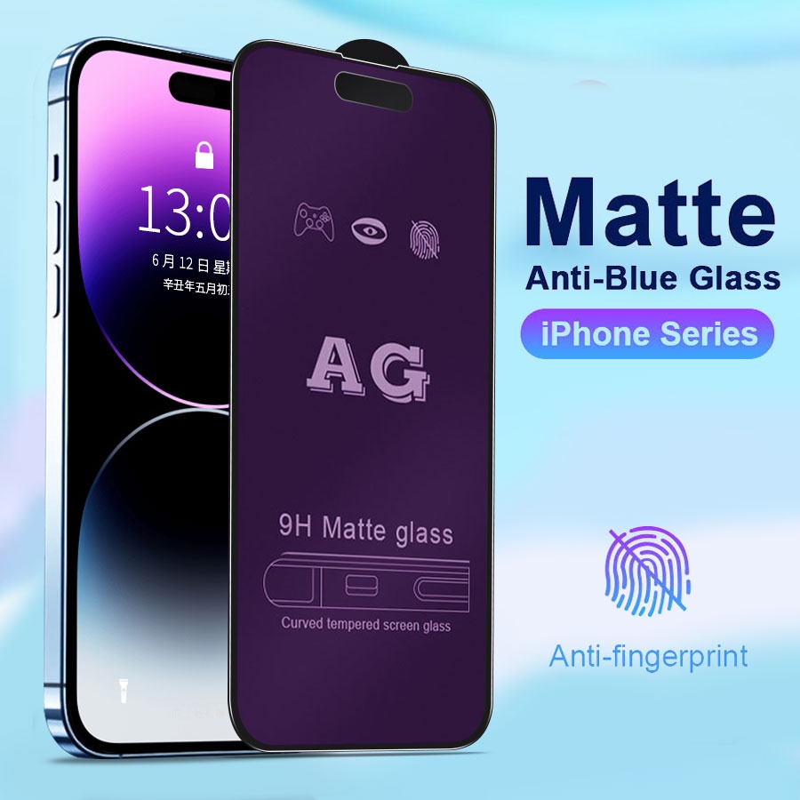 Kính cường lực nhám full màn chống vân tay / Chống Tia Sáng Xanh AG Cho iPhone 14 13 12 11 Pro Max XS X XR 6 6S 7 8 Plus SE 2020