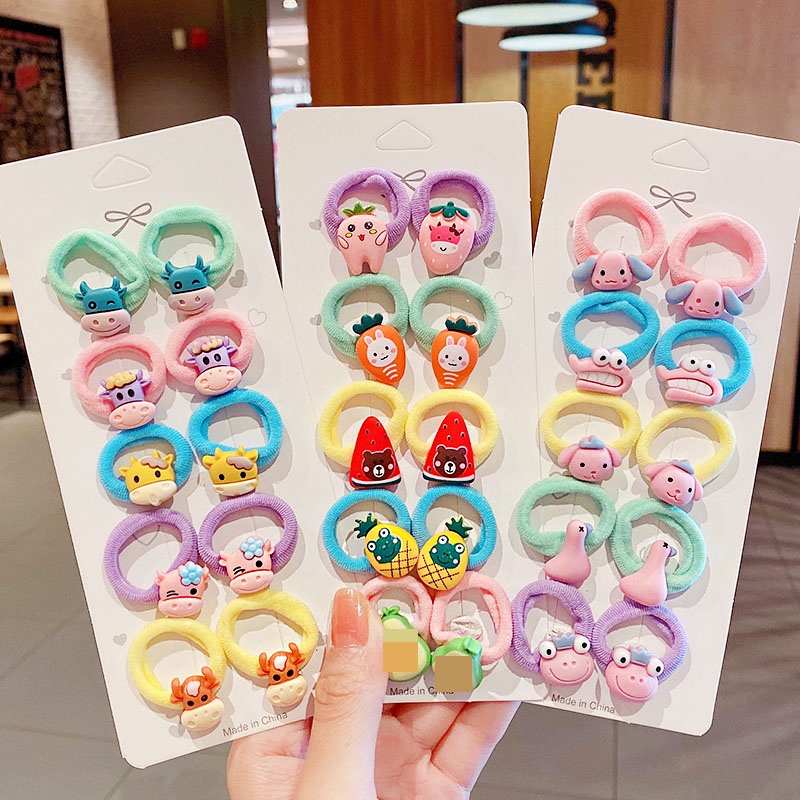 Set 10 Dây Buộc Tóc Hình Que Kem/Trái Cây Xinh Xắn Cho Bé Gái