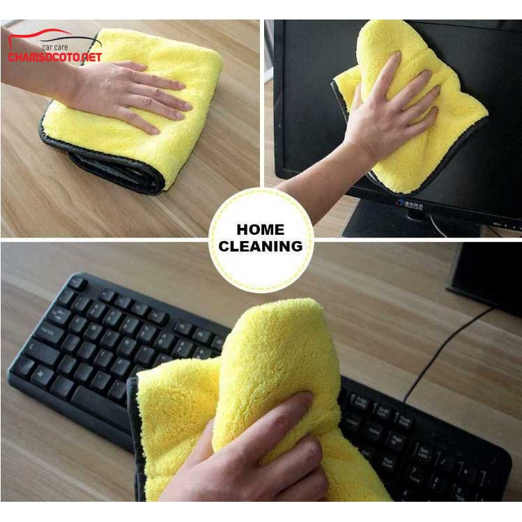 Khăn lau đa năng Microfiber 2 Mặt dày dặn 30x60cm  - Chuyên dụng cho ô tô xe hơi