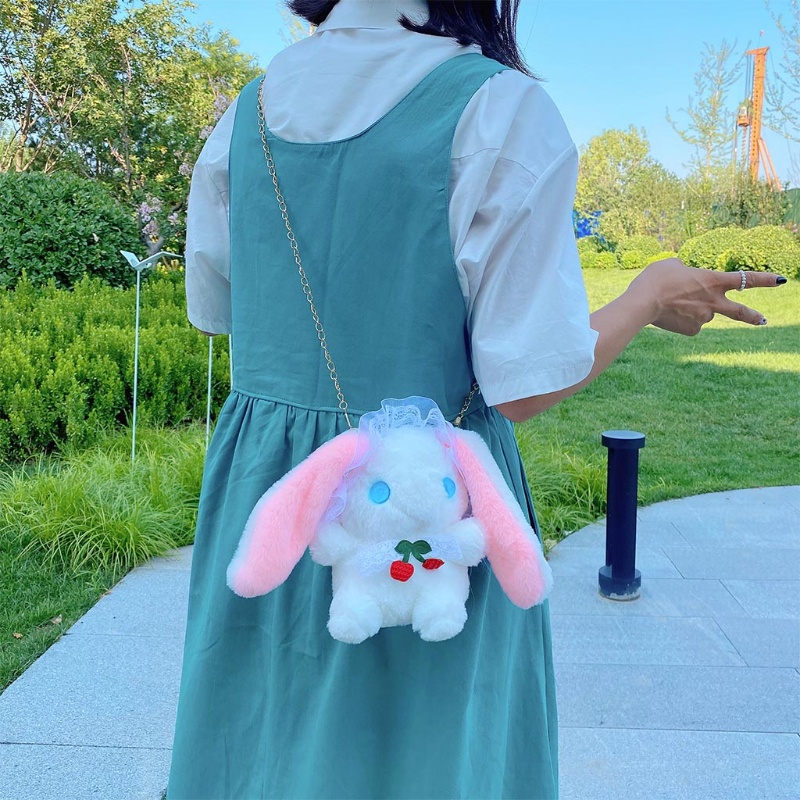 Túi Đeo Chéo Hình Thỏ Nhồi Bông Dễ Thương Phong Cách Lolita Nhật Bản