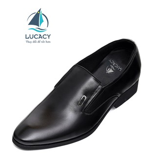 Giày công sở nam LUCACY tăng chiều cao 6cm da bò-N2101M ĐEN