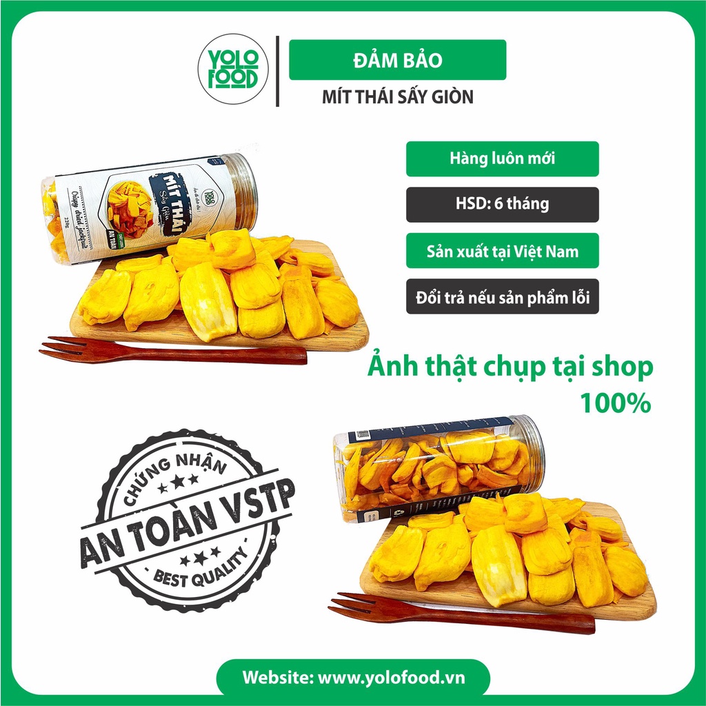 Mít thái sấy giòn 300g YOLO FOOD đồ ăn vặt, ngon, mít sấy tự nhiên, nguyên cánh ,hàng xk chất lượng giòn đóng hộp atvstp