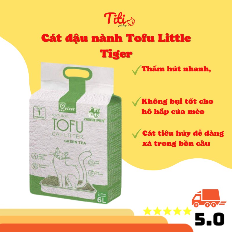 Cát Vệ Sinh Cát Đậu Phụ Tofu Cat Litter Tiger Pet Velvet Cho Mèo Túi 6L - Titipets