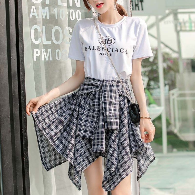 Chân váy cotton sọc caro đàn hồi quyến rũ | BigBuy360 - bigbuy360.vn