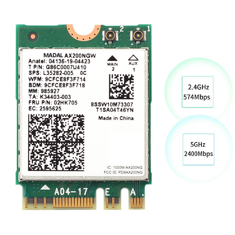 Card Mạng Wifi Ax200Ngw Wifi 6 3000mbps 2.4g 5g M.2 Ngff Bluetooth 5.1 802.11ax | BigBuy360 - bigbuy360.vn