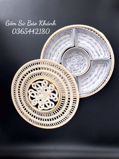 Khay đựng đồ ăn ( tặng kèm khay mây)