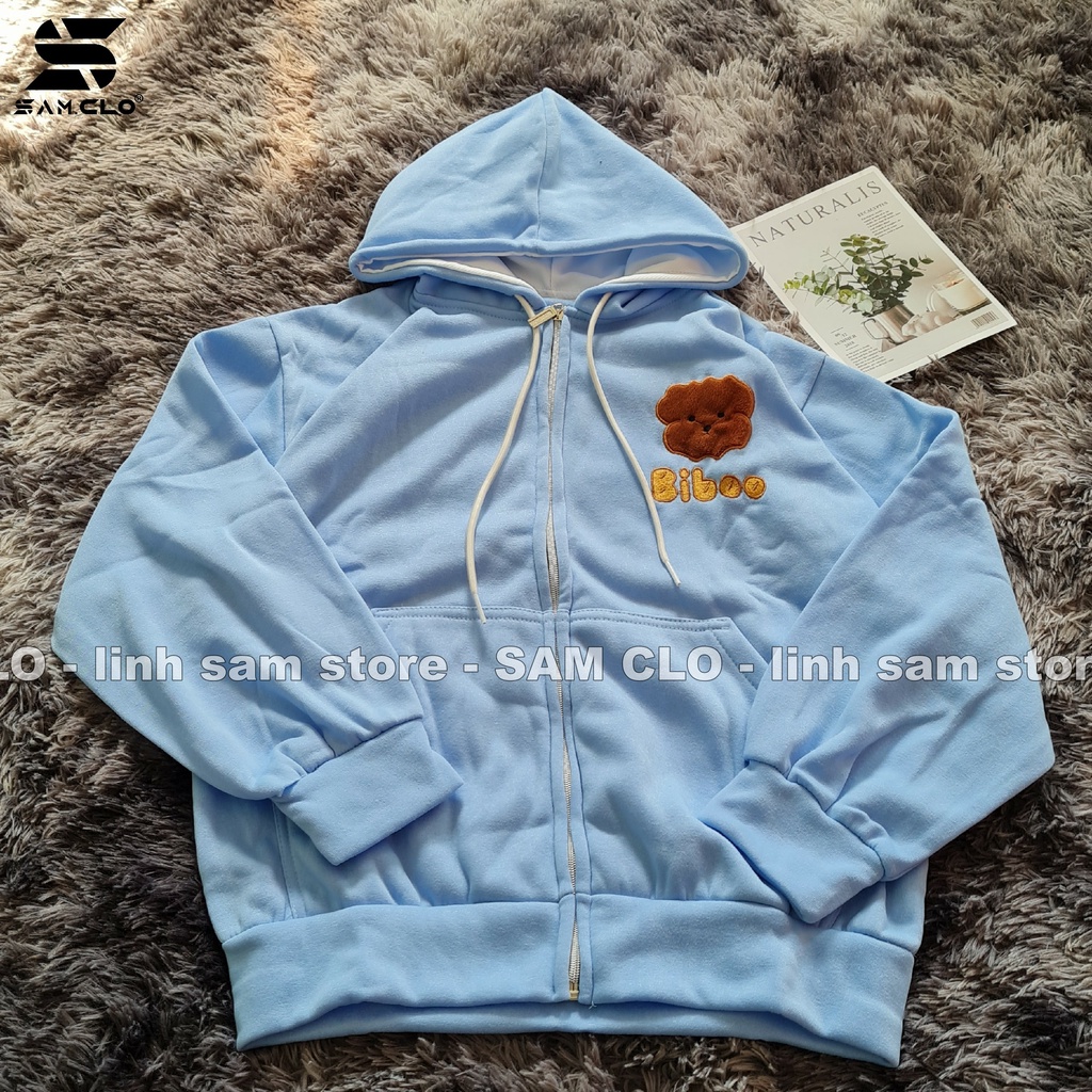 Áo khoác nỉ SAM CLO có mũ - ÁO HOODIE khóa kéo freesize nữ dáng unisex mặc nhóm, cặp - couple thêu hình GẤU BIBOO | BigBuy360 - bigbuy360.vn