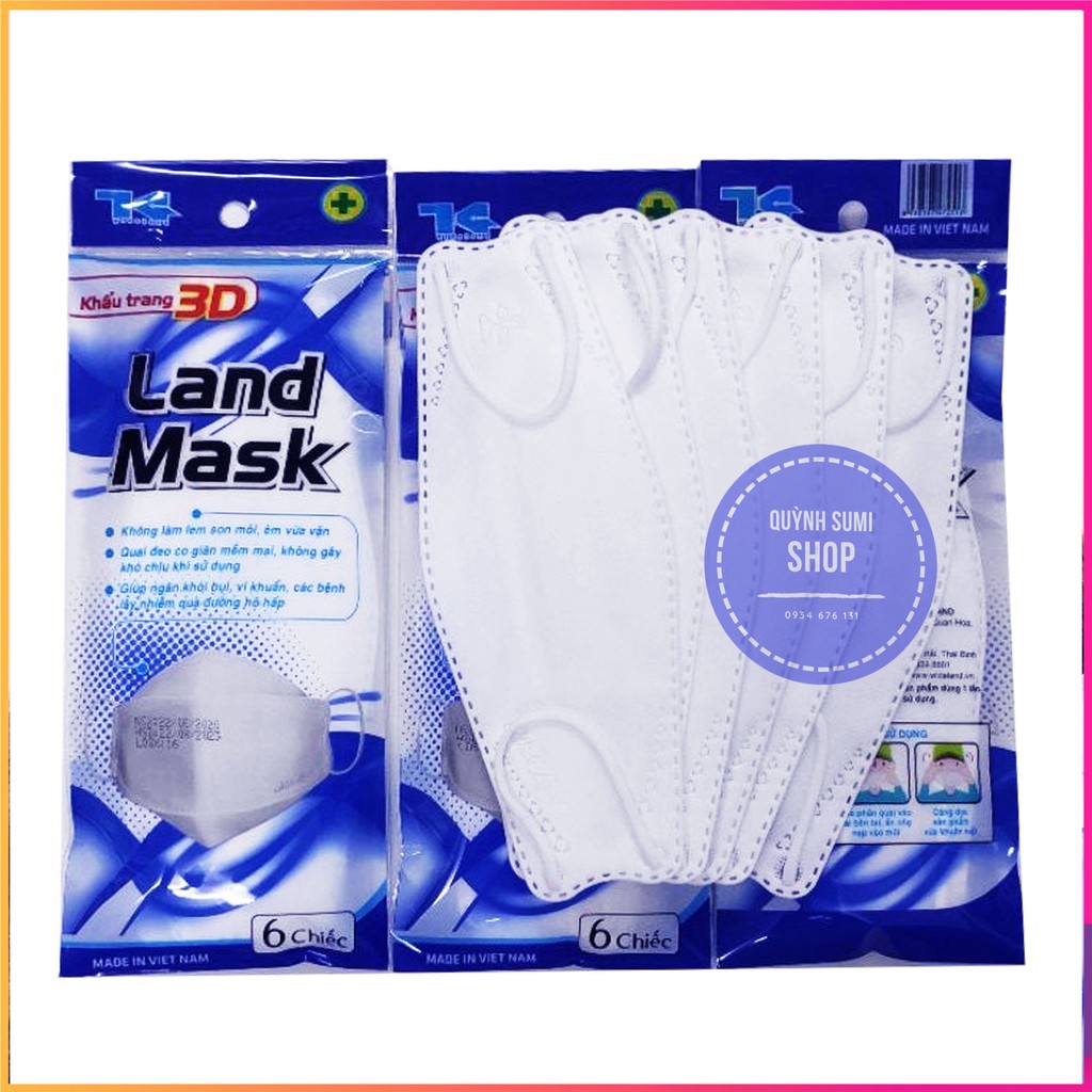 Khẩu Trang 3D Kháng Khuẩn LandMask Medical face mask form kf94 LandMask Set 1 Bịch 6 Cái