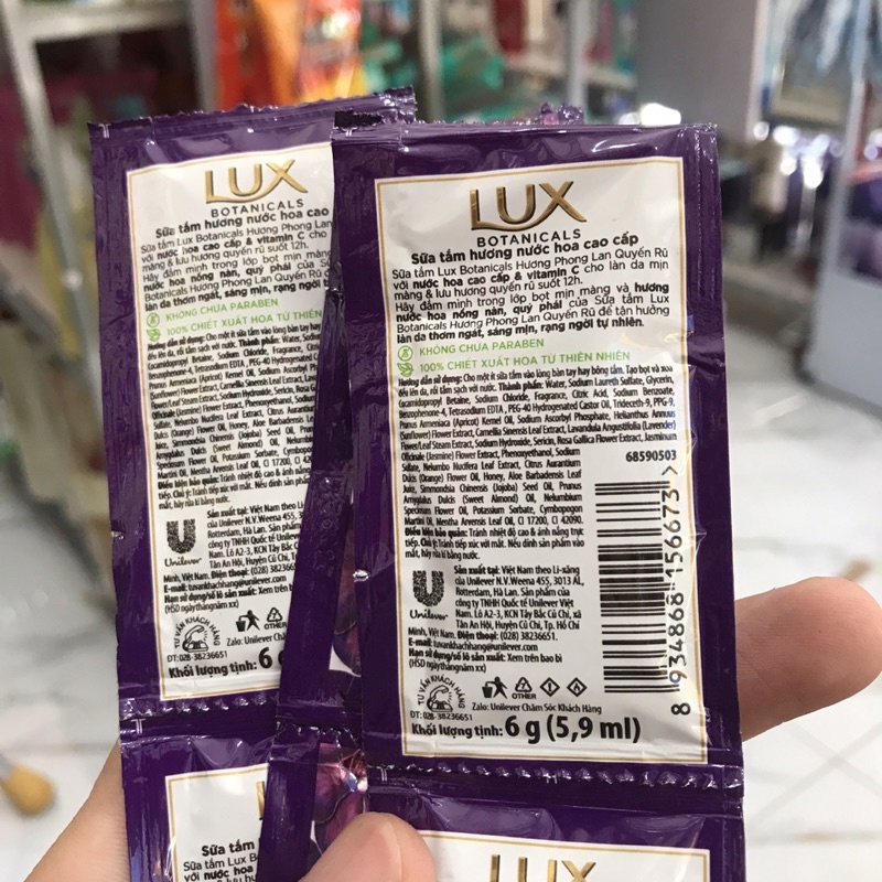 1 Dây sữa tắm Lux mới cao cấp Hương phong lan quyến rũ 6gx12gói