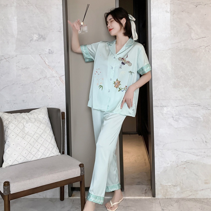 bộ ngủ, bộ pijama Ice Silk Ladies Homewear 2021 Sang trọng, thanh lịch có thể được mặc bên ngoài Chất Lụa Siêu Mềm | BigBuy360 - bigbuy360.vn