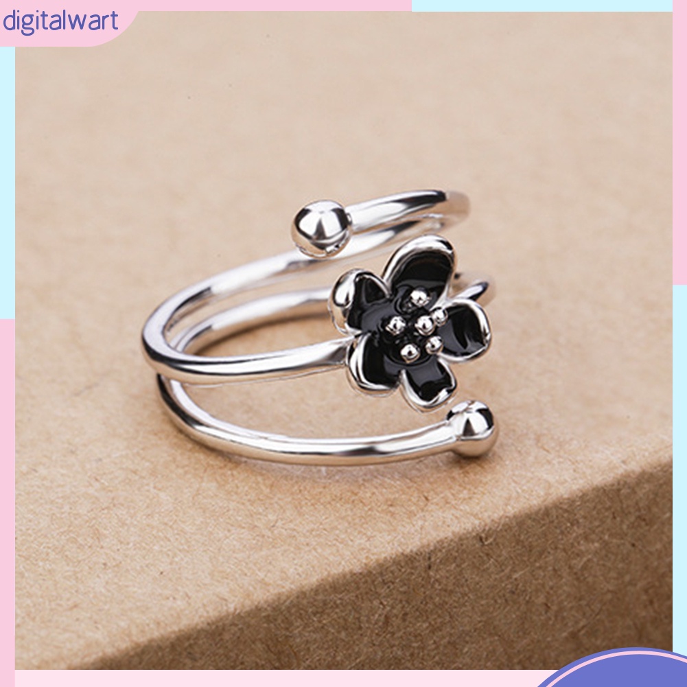 Nhẫn hở ngón hình hoa màu đen thời trang nữ tính