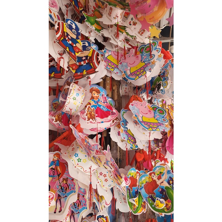 Đèn lồng trung thu tự ghép 2 mảnh hình hoạt hình nhân vật cổ tích, siêu nhân mẫu mới 2022 - hàng việt nam