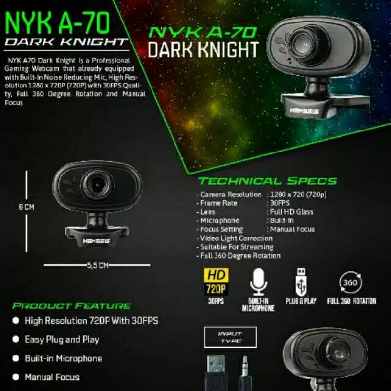 Webcam Hd 720 P Nyk Nemesis A70 Kèm Mic | BigBuy360 - bigbuy360.vn