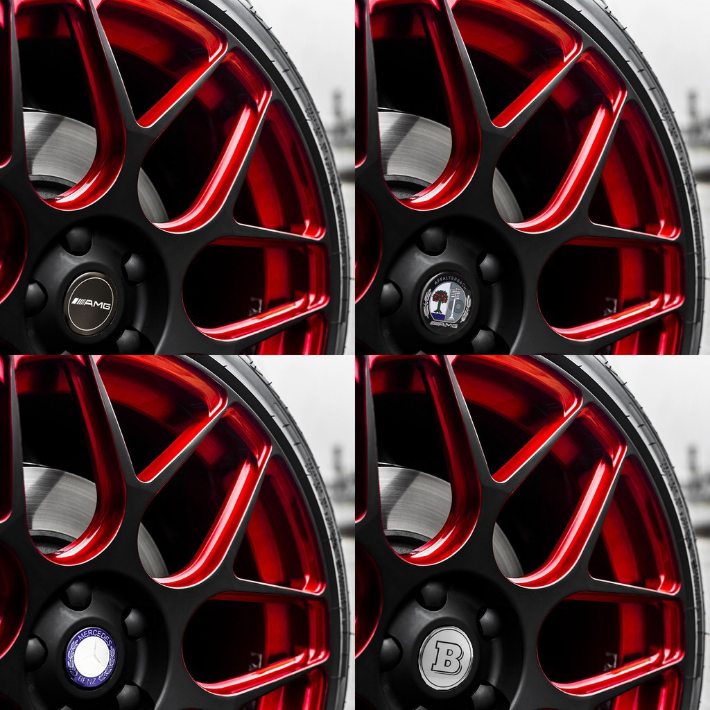 Set 4 nhãn dán bọc ốc bánh xe ô tô Mercedes Benz AMG 56mm độc đáo