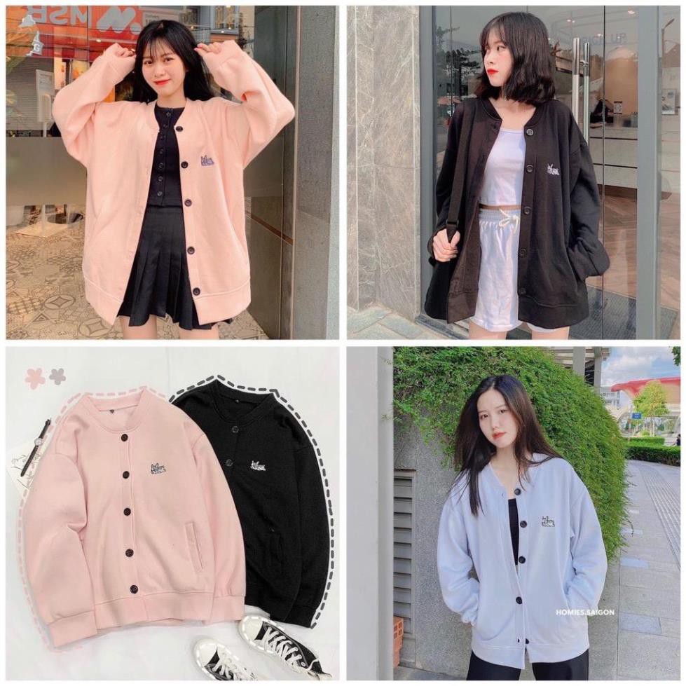 Áo khoác nỉ Cardigan PUPPY LAZY form rộng áo nỉ bông nữ Unisex thời trang chất duyên dáng việt