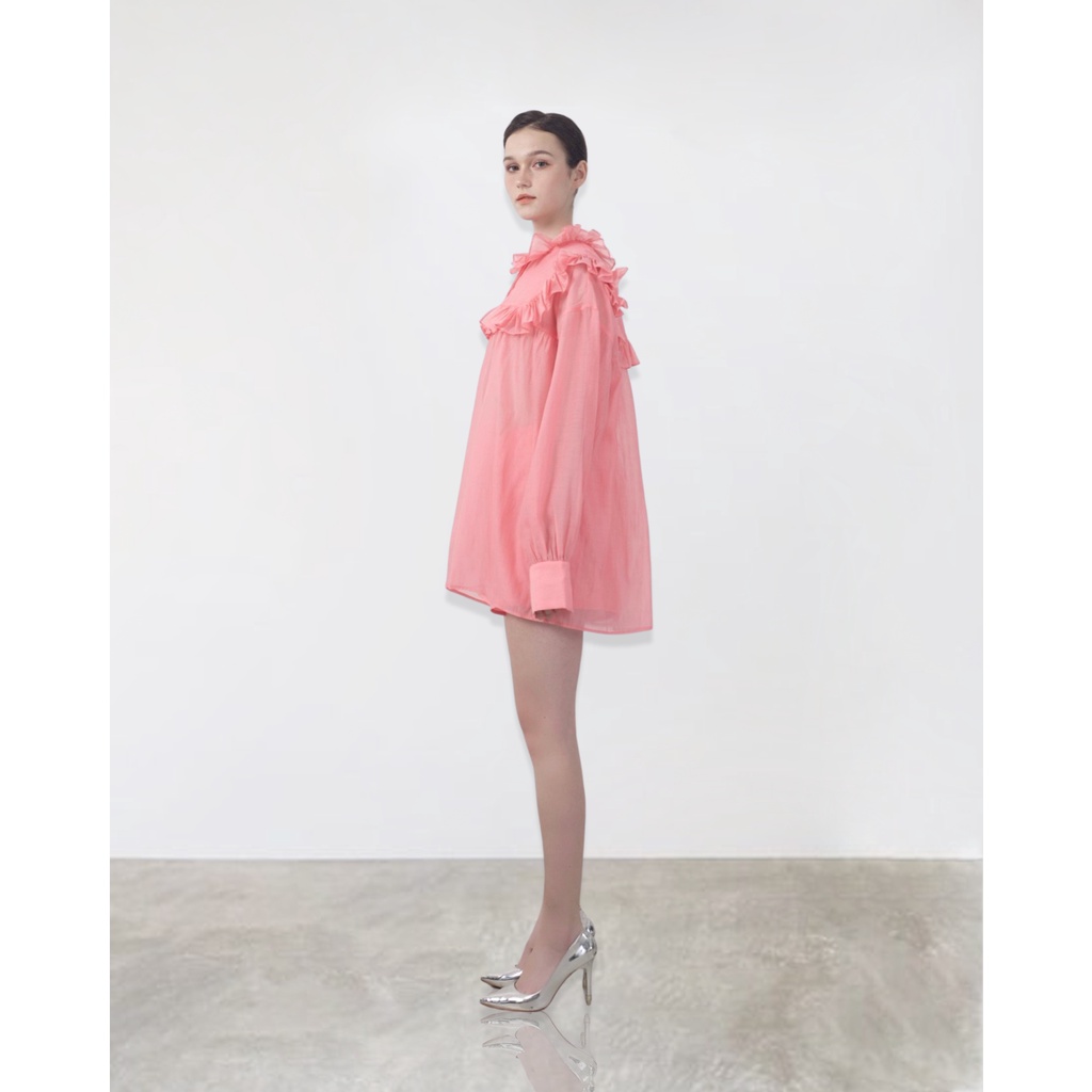 Set đồ nữ áo tay phồng thiết kế thanh lịch form dáng babydoll cổ bèo kèm quần cùng màu 𝐐𝐈 𝐒𝐄𝐓