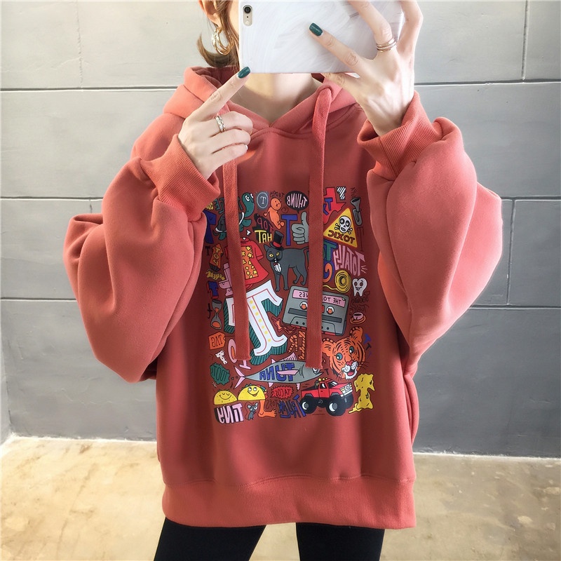 Áo hoodie dáng rộng họa tiết , áo nỉ hoodie họa tiết nhiều màu sắc nam nữ HÓT TREND